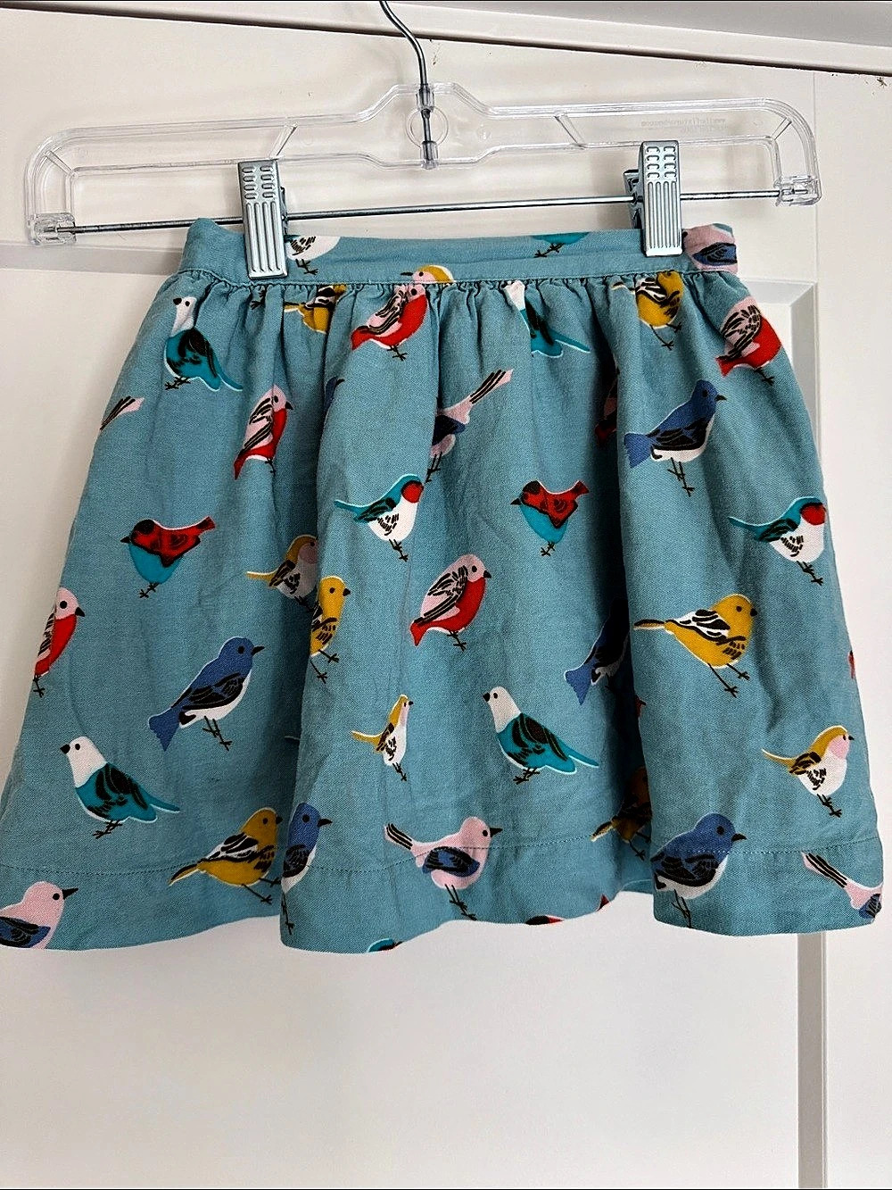 Mini Boden Girls Blue Bird Print Skirt Size 3-4Y